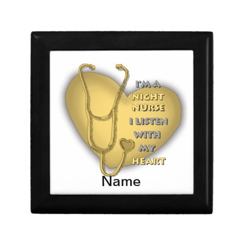 Yellow Night Nurse Heart custom name gift box
