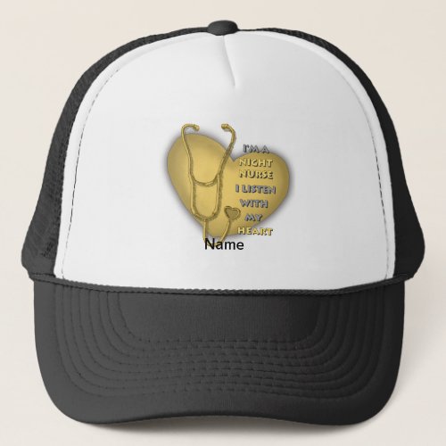 Yellow Night Nurse Heart custom name hat