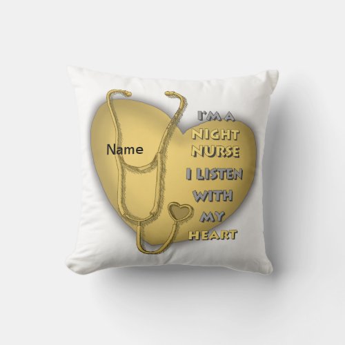 Yellow Night Nurse Heart custom name pillow