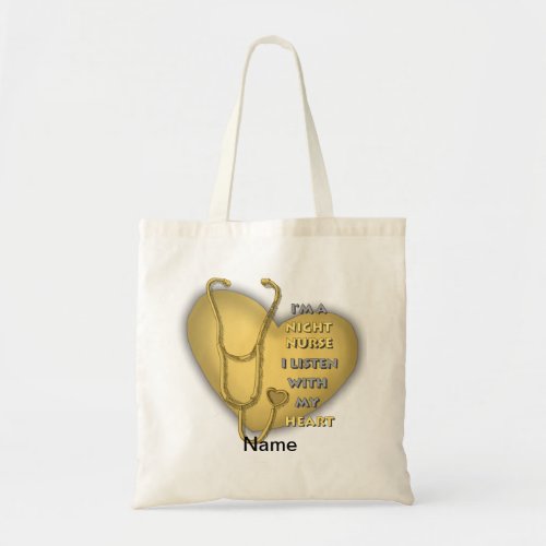 Yellow Night Nurse Heart custom name Tote Bag