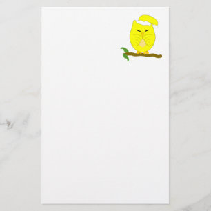 Yellow Night Owl Design Stationery