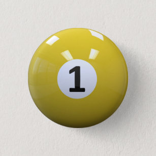Yellow No. 1 Billiard Pool Ball Button