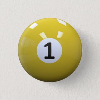Yellow No. 1 Billiard Pool Ball Button by DippyDoodle at Zazzle