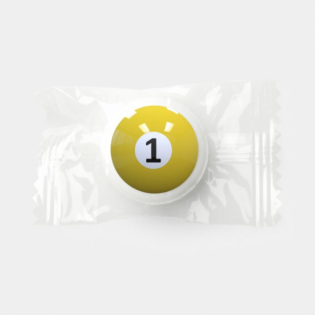 Yellow No. 1 Billiard Pool Ball Life Saver® Mints (Front)