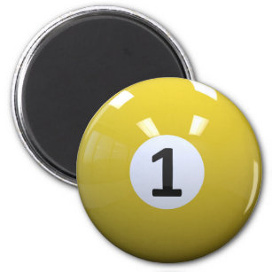 Yellow No. 1 Billiard Pool Ball Magnet