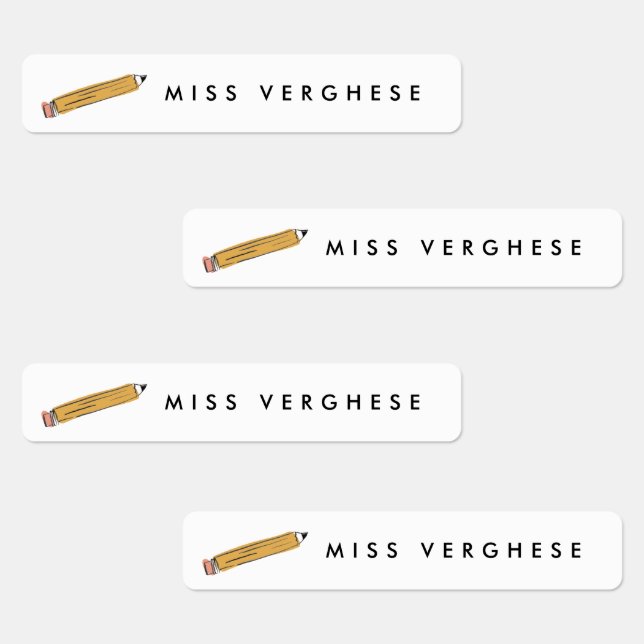 Yellow No. 2 Pencil Teachers Personalized Name Labels (Group)