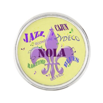 Yellow Nola New Orleans Music Pin by EnchantedBayou at Zazzle
