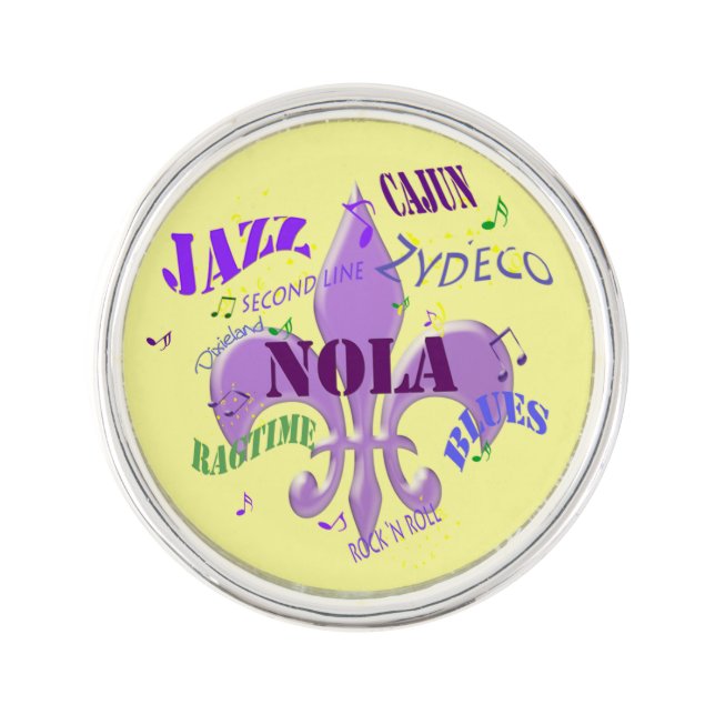 Yellow NOLA New Orleans Music Pin (Front)