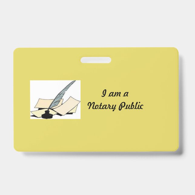 Yellow Notary Public Horizontal Badge (Front)