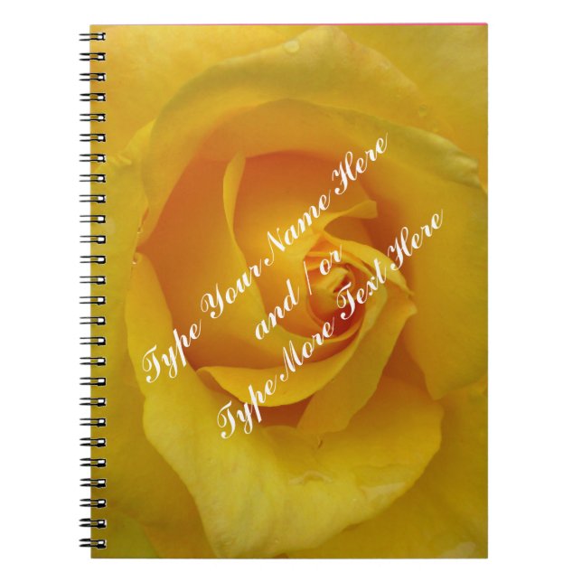 Yellow Notebook Personalized Romantic Rose Book (Front)
