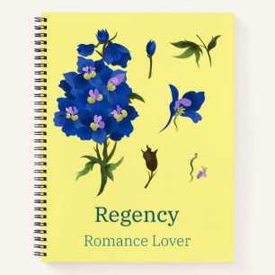 Yellow notebook with blue flowers Romance Lover
