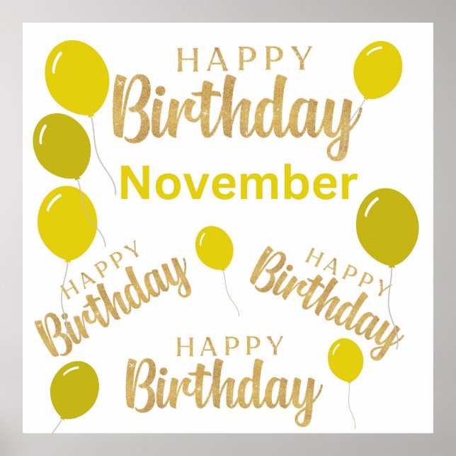 Yellow November birthday party Poster (Front)