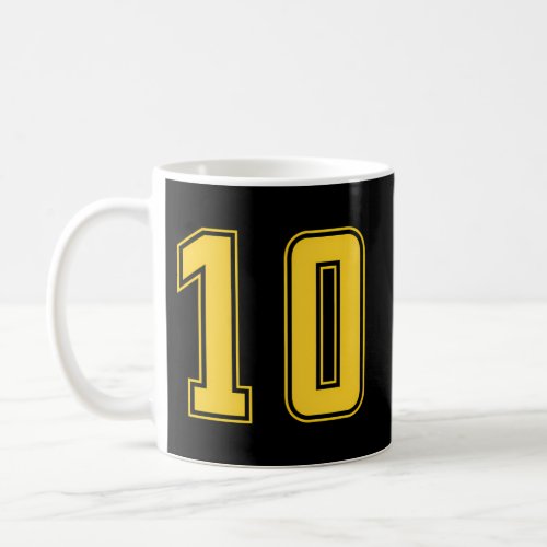Yellow Number 10 Team Junior Sports Numbered Unifo Coffee Mug
