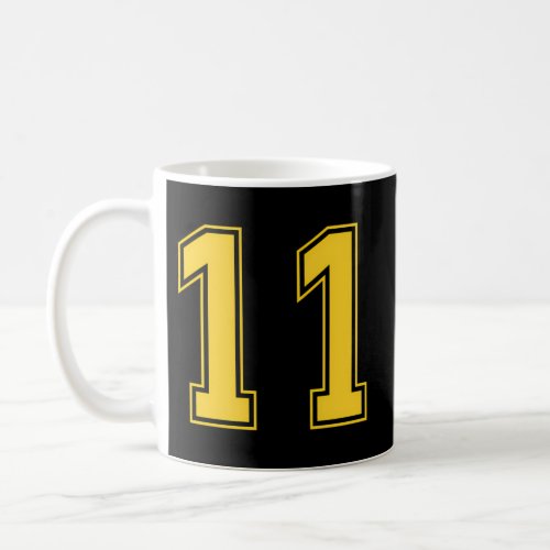 Yellow Number 11 Team Junior Sports Numbered Unifo Coffee Mug