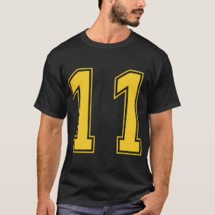 Yellow Number 11 Team Junior Sports Numbered Unifo T-Shirt