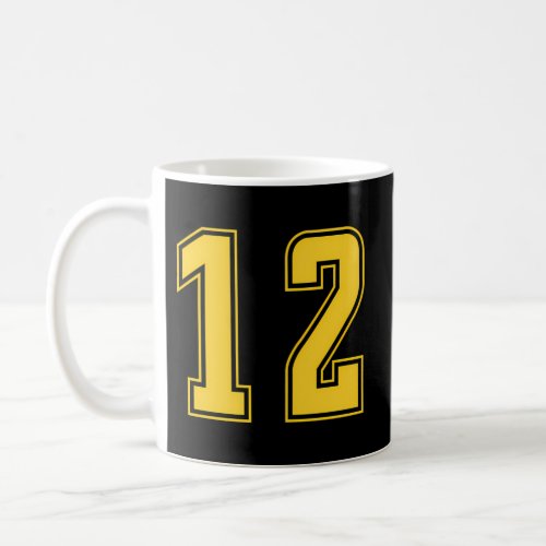Yellow Number 12 Team Junior Sports Numbered Unifo Coffee Mug
