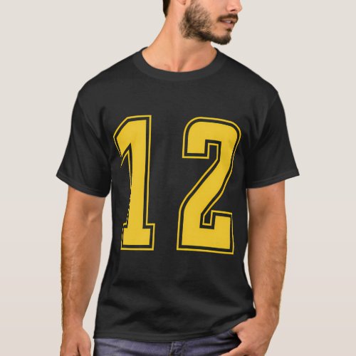 Yellow Number 12 Team Junior Sports Numbered Unifo T_Shirt