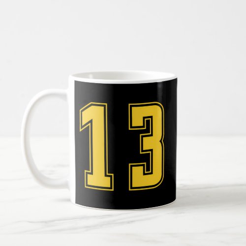 Yellow Number 13 Team Junior Sports Numbered Unifo Coffee Mug