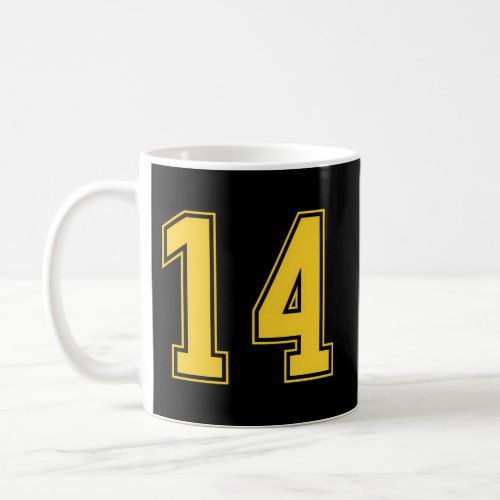 Yellow Number 14 Team Junior Sports Numbered Unifo Coffee Mug
