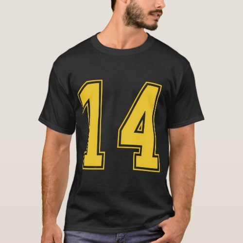 Yellow Number 14 Team Junior Sports Numbered Unifo T_Shirt