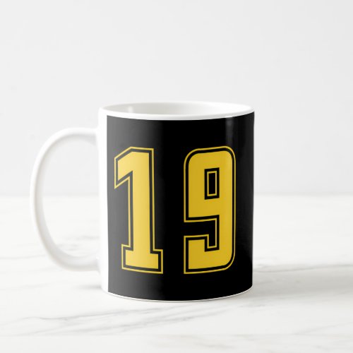 Yellow Number 19 Team Junior Sports Numbered Unifo Coffee Mug