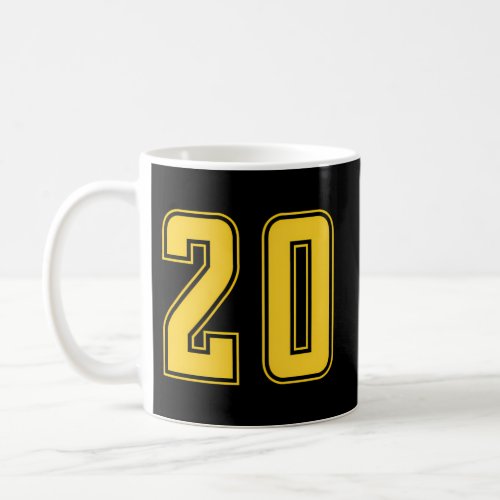 Yellow Number 20 Team Junior Sports Numbered Unifo Coffee Mug