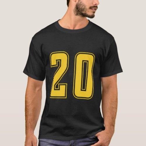 Yellow Number 20 Team Junior Sports Numbered Unifo T_Shirt