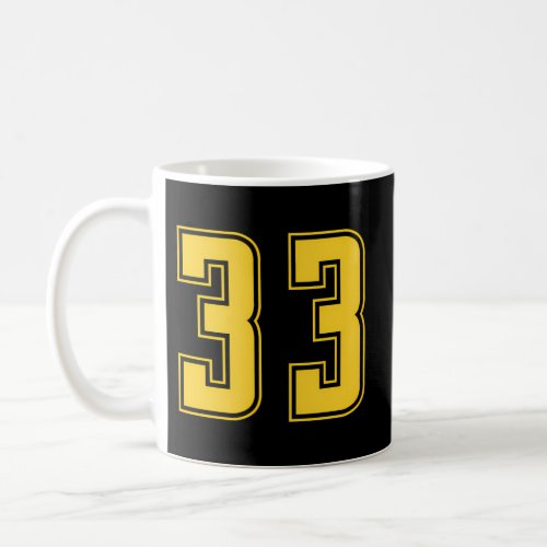 Yellow Number 33 Team Junior Sports Numbered Unifo Coffee Mug