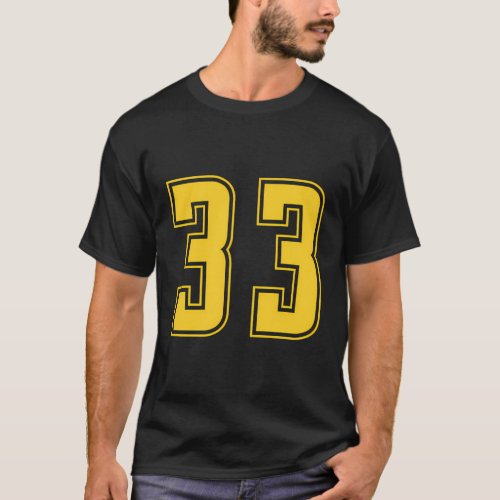 Yellow Number 33 Team Junior Sports Numbered Unifo T_Shirt