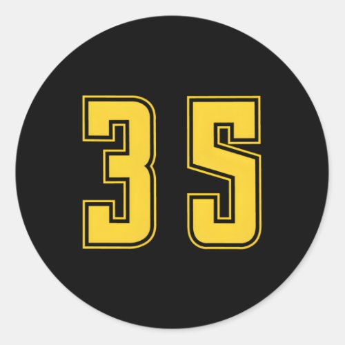 Yellow Number 35 Team Junior Sports Numbered Unifo Classic Round Sticker