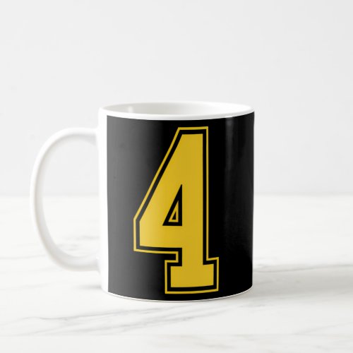 Yellow Number 4 Team Junior Sports Numbered Unifor Coffee Mug