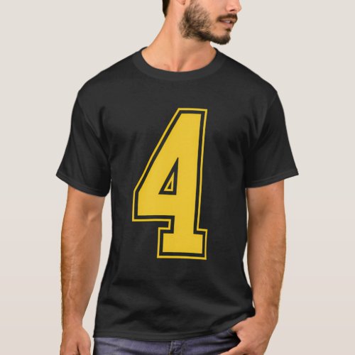 Yellow Number 4 Team Junior Sports Numbered Unifor T_Shirt