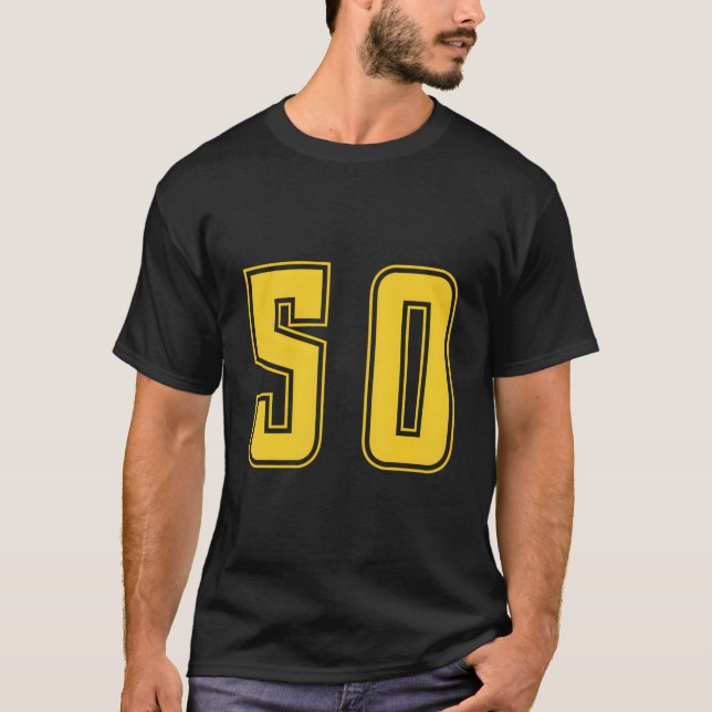 Yellow Number 50 Team Junior Sports Numbered Unifo T-Shirt (Front)