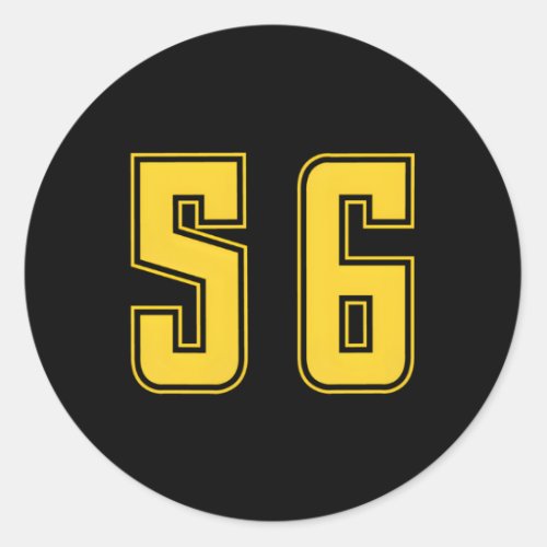 Yellow Number 56 Team Junior Sports Numbered Unifo Classic Round Sticker