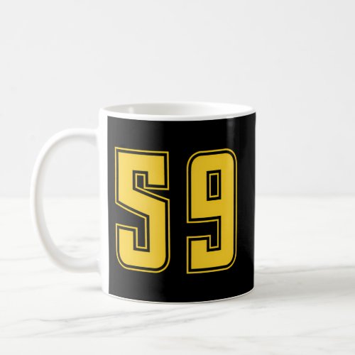 Yellow Number 59 Team Junior Sports Numbered Unifo Coffee Mug