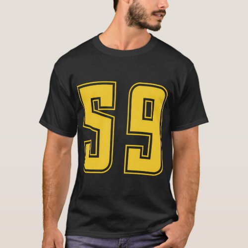 Yellow Number 59 Team Junior Sports Numbered Unifo T_Shirt