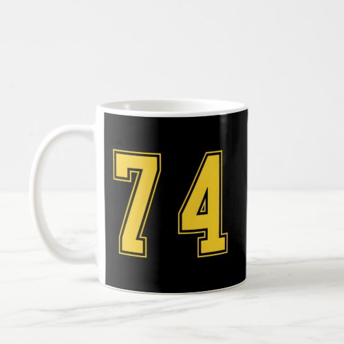 Yellow Number 74 Team Junior Sports Numbered Unifo Coffee Mug