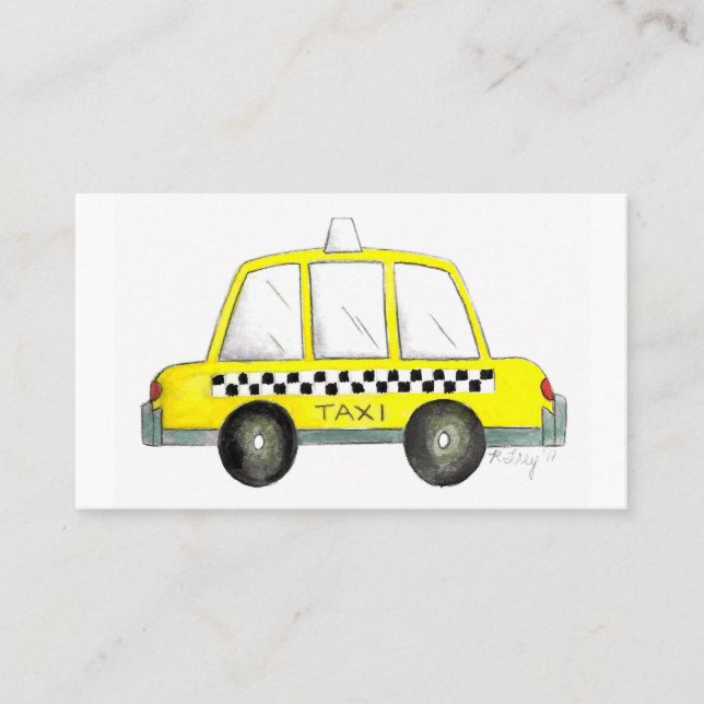 Yellow NYC Checkered Taxi Cab Car Driver Chauffeur Business Card (Front)