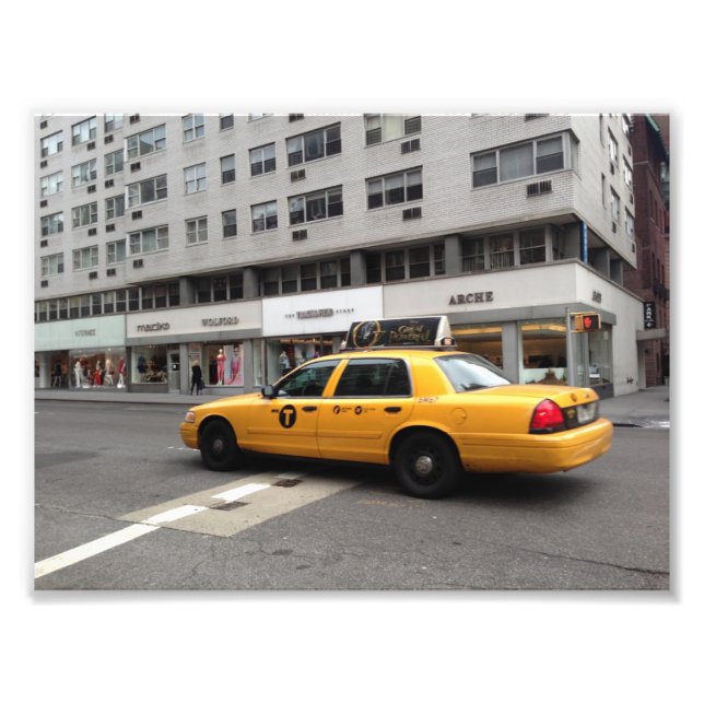 Yellow NYC Checkered Taxi Cab New York City NY Photo Print (Front)
