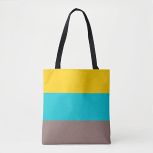 Yellow Ocean Blue Brown Summer Design Tote Bag