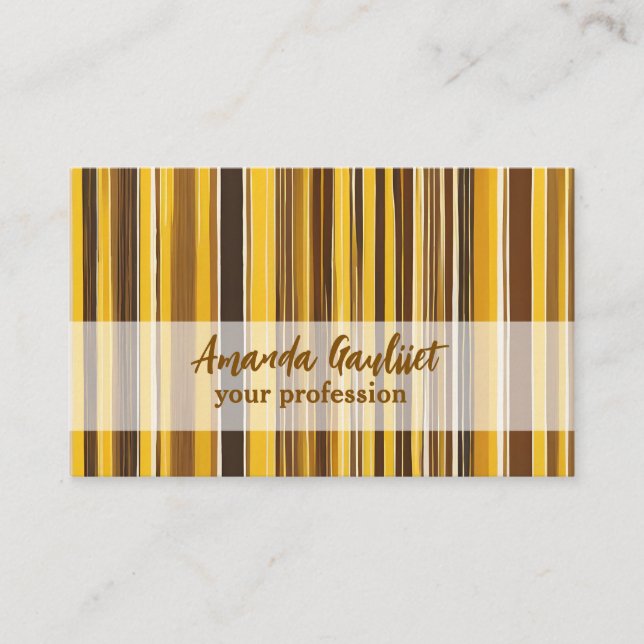 Yellow, Ochre, Brown stripes Business Card (Front)
