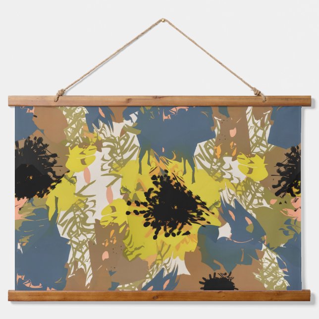 Yellow Ochre Florals Hanging Tapestry (Front)