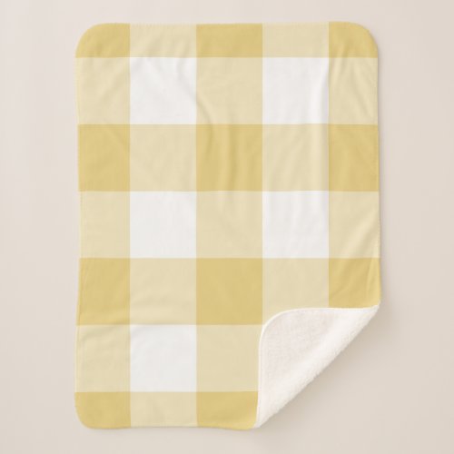 Yellow Ochre Gingham Pattern Sherpa Blanket