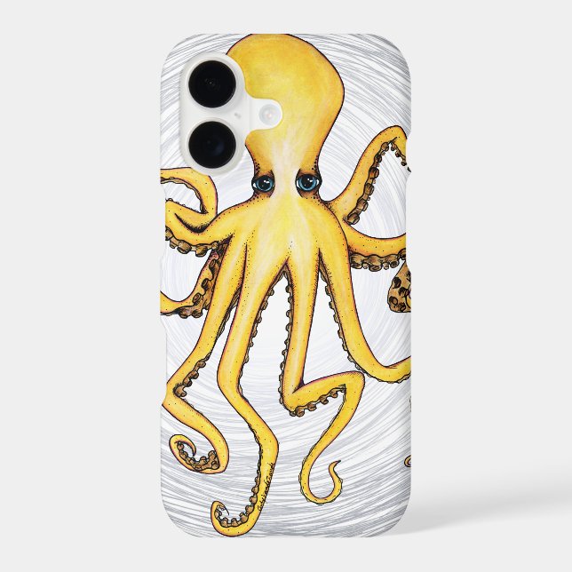 Yellow Octopus Iphone Case (Back)