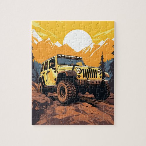 Yellow Off Road Car On Thrill Jigsaw Puzzle