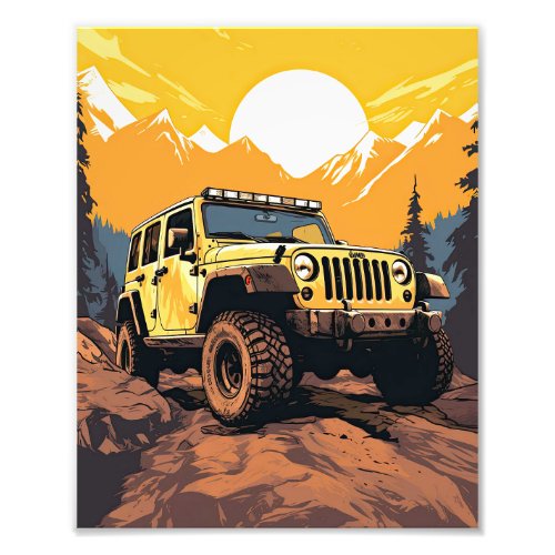 Yellow Off Road Car On Thrill  Photo Print