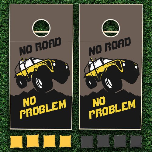 Yellow Off Road Truck No Road No Problem Cornhole Set