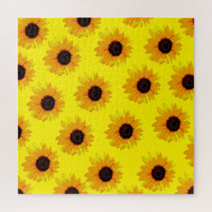 Yellow Oil Painted Sunflowers, Jigsaw Puzzle