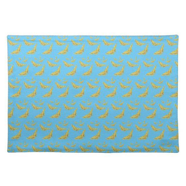 Yellow Old World Swallowtail Butterfly pattern Cloth Placemat (Front)