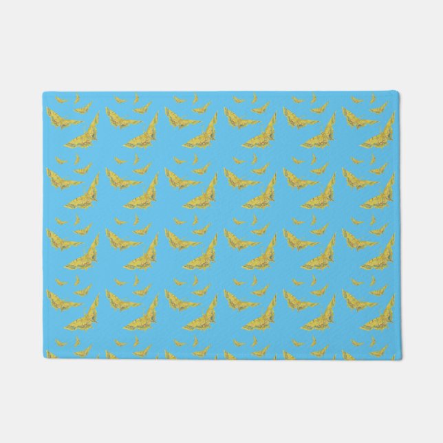 Yellow Old World Swallowtail Butterfly pattern Doormat (Front)